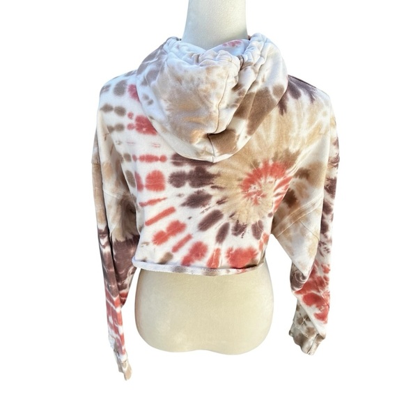 Aeropostale Small Tie Dye Hoodie Cropped Brown Pink - Picture 2 of 9